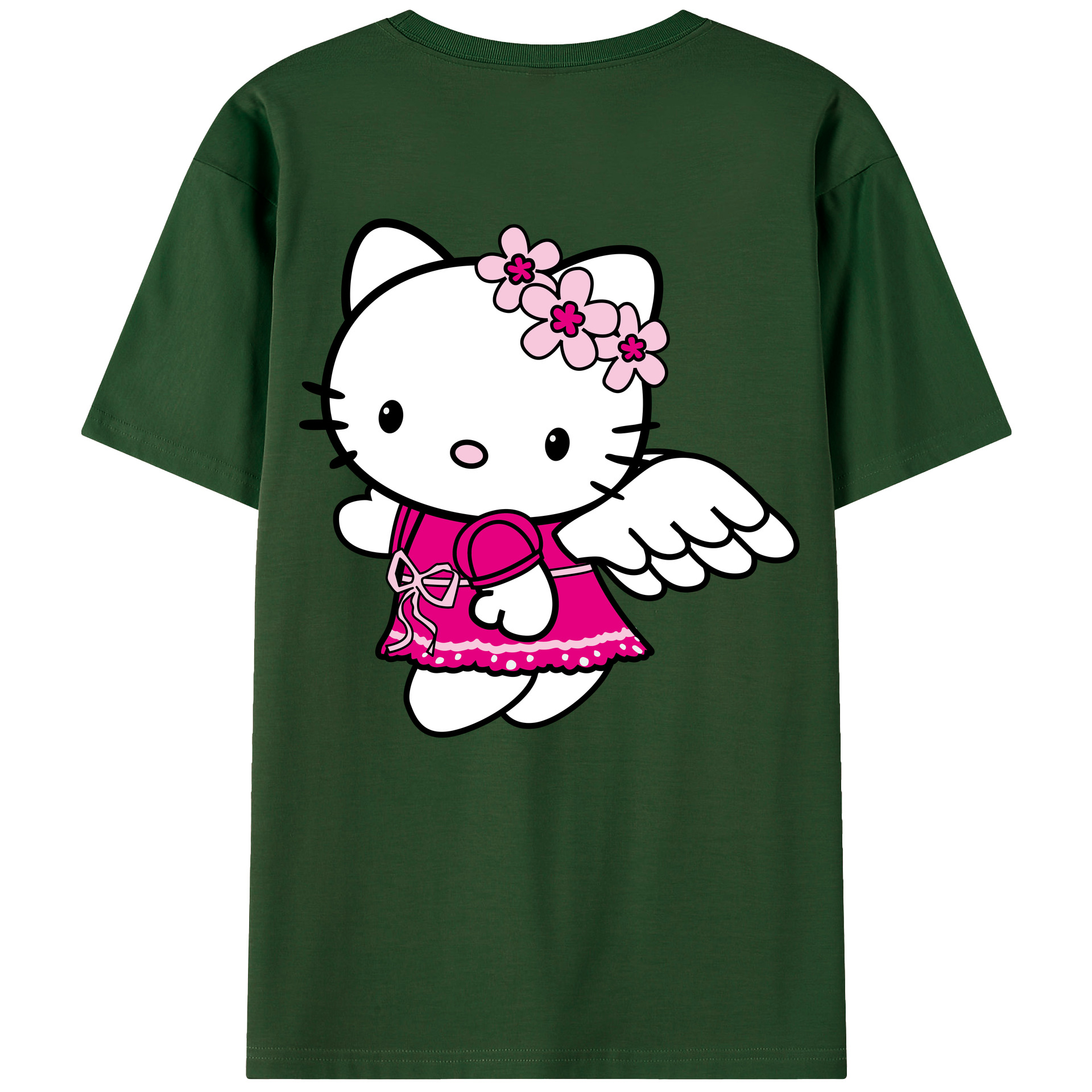 （画像用） Hello Kitty ハローキティ 綿100％半袖Tシャツ（背面プリント）